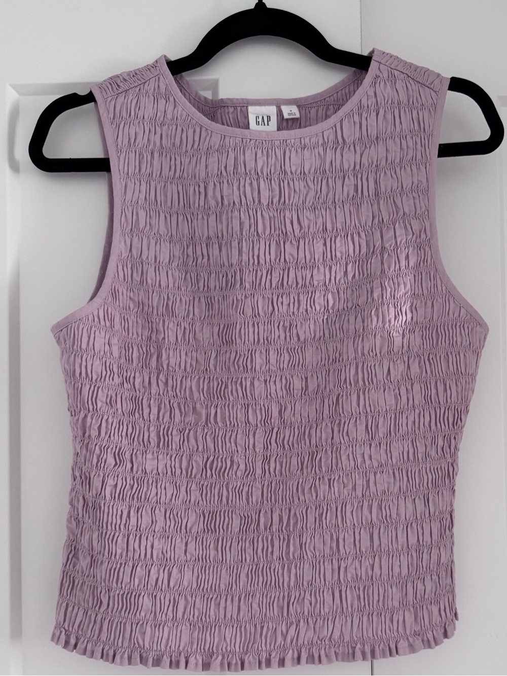 Gap Smocked Sleeveless Boatneck Top – Pale Purple Plum – Size S